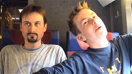 Tao and Joe on the train back from Lausanne to Paris